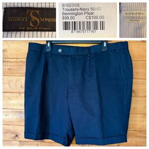 NWT Suitsupply Bennington Pleat Navy Linen Cotton Shorts Size 56 / 40 us NWT